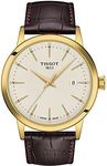 Tissot Mens Classic Dream 316L Stainless Steel case with Yellow Gold PVD Coating Quartz Watch, Brown, Leather, 22 (T1294103626100)