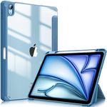 FINTIE Hybrid Case for iPad Air 11 inch (2024) M2, iPad Air 6th / 5th / 4th Generation (2024/2022/2020), Shockproof Slim Clear Back Cover with Pencil Holder, Auto Wake/Sleep, Ocean Blue