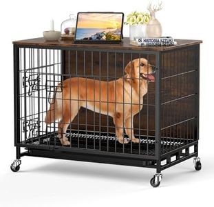 2024 New Dog Crate Furniture, Chic 32.5" Medium-Sized Dog Crate with Dual Access, Seamless Cleaning, Interior Style Boost, Robust & Mobile Design for The Modern Pet, Rustic Brown