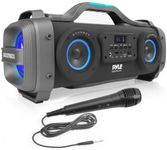 Pyle Wireless Portable Bluetooth Boombox Speaker - 800W Rechargeable Boom Box Speaker Portable Barrel Loud Stereo System with AUX Input, USB, 1/4" in, Fm Radio, 4" Subwoofer, DJ Lights - PBMSPG148