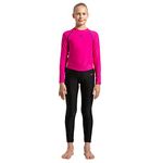 Speedo Girl's Endurance 10 High Chlorine Resistant UPF 40+ Sun Protection Active Leggings - Black & Electric Pink