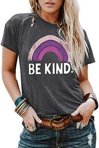 IRISGOD Womens Graphic Tees Casual Summer Short Sleeve Vintage T Shirts Tops, 2-54 Rainbowt, Small