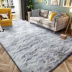 Rugs Living Room Fluffy Area Rug for Bedroom Shaggy Carpet Anti Slip Rugs Soft Modern Plush Carpets Suitable for Home Decor (Grey White, 5.2 * 7.5ft(160 * 230cm))