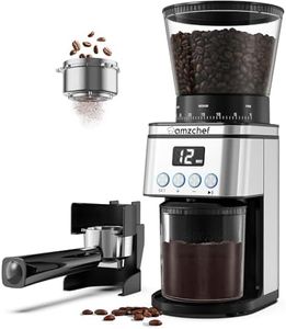 AMZCHEF Moulin à Café Electrique 160 W | 30 Réglages de mouture grossière à fine | 1-12 Tasses ou jusqu'à 40 secondes | Capacité de 300 g | Moulin a cafe en écran LCD et Minuterie Numérique | Argent