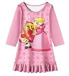 TICODY Princess Peach Nightgowns Girls Pajamas Girls Nightdress Nightie for Girls 3-12Y