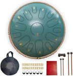 Steel Tongue Drum,14 Inch 15 Note Tongue Drum,Hand Pan Drum with Music Book,percussion instruments and Carry Bag,Worry Free Drum for Beginner Adult Kids,C Major