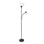 Simple Designs LF2000-BLK Mother-Daughter Floor Lamp with Reading Light, Black 71.5"x 15.5"x 10"