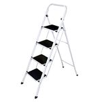 2 3 4 Step Steel Portable Folding Ladder Foldable Stepladder Anti Slip Ladders for Kitchen Home Office Shop Garage (4 Step Ladder)