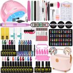 Complete Nail Studio Set with 48W UV LED Lamp, 24 Rainbow Colors, Cat Eye Gel Polish Kit, Nail Drill, Storage Box for Home Manicures