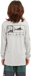 PELAGIC Youth Aquatek Icon Fishing Shirt, Long Sleeve, UPF 50+ Protection, Ultra Soft Feel Water and Stain Repellent,