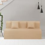 Wakefit Polyester Sofa Cum Bed | 5 Year Warranty | 3 Seater, Sofa Bed 6 X 5 Feet, Foldable Sofa Cum Bed with 2 Cushion - Flipper (Warpknit: Beige)