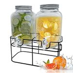 Trendi 2 X 4L Glass Water Dispenser with Metal Wire Stand: A Stylish and Practical Solution for Serving Cocktails, Juices, Water, and More in Elegance