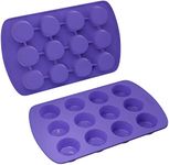 Bakerpan Silicone Mini Muffin Pan Nonstick, Mini Cupcake Pan, Mini Muffin Silicone Molds, 12 Cavities - Set of 2