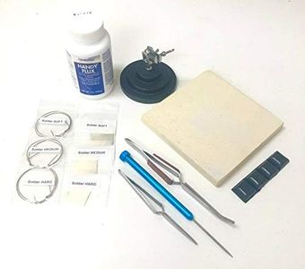 Soldering Kit for Jewelry Making Handy Flux 3rd Hand Base Fiber Grip Tweezers Silver Wire and Sheet Ceramic Board Soldering Pick