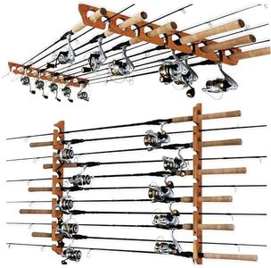 Rush Creek Creations | Fishing Rod Holder for 11 Rods, Fishing Pole Holder for Garage Organization and Wall Storage, for Fishing Gear and Fishing Accessories (Vertical Fishing Rod Rack)