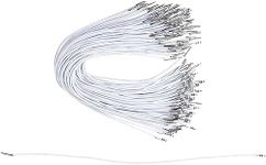 2mm Elastic Barbed Cord - 100-Pack Stretch Round String with Silver Dual Metal Barbs, Barbed Fasteners for Mask Making, Binding, Hanging, White, 13 Inches Each