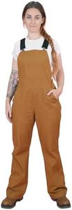 WUSTENKATZE Women's Lightweight Comfort Fit Casual Utility Work Bib Overalls, Brown, Large