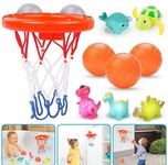 Bath Toys Adventure Set, Vibrant Basketball Hoop with 3 Balls, Mesmerizing Light-Up Floating Dinosaurs, Wind-Up Floating Whale and Turtle - Perfect for Indoor & Outdoor Fun for Age 3+