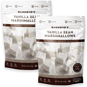 Hammond’s Candies Gourmet Marshmallows – Vanilla Bean | Great for Snacking, Hot Chocolate, S’mores, Baking | Gluten-Free, Kosher, Handcrafted in the USA | 2 Pack