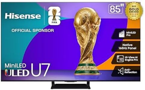 Hisense 85" U7 Mini-LED ULED 4K UHD Best Premium Gaming Google Smart TV (85U75QG, 2025 Model) - QLED, Native 165Hz, VRR 288, Up to 3000 Nits, HDR10+, Dolby Vision IQ · Atmos, IMAX Enhanced, 2.1.2 Ch