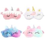 4 Packs Eye Mask for Sleeping Annimal Eye Mask Plush Cartoon Eye mask for Adult and Child Unicorn2