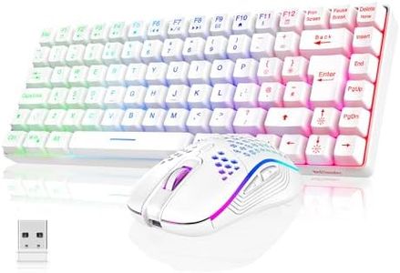 RedThunder K84 75% Wireless Gaming Keyboard and Mouse Rainbow Backlight UK Layout 85 Keys TKL Ultra Compact Mini Design Lightweight Honeycomb Gaming Mouse for PC Mac PS5 Xbox Office Gamers (White)