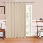 MYSKY HOME Beige Sliding Glass Door Curtain Thermal Insulated Wide Width Solid Blackout Patio Glass Door Drape Grommet Extra Wide Room Divider, 1 PC, W100 x L108 Inch