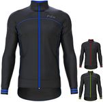 FDX Men’s Winter Cycling Jacket, Windproof, Softshell Thermal Fabric, Breathable, Cycle Tops, Full Zipper, Long Sleeves Reflective Jacket, Outerwear Coat for Riding, Running, Bike Racing (Blue-XL)