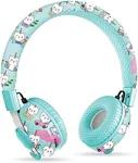 LilGadgets Untangled Pro On-Ear Wireless Kids Headphones for School, Microphone, Volume Limited, SharePort Technology, SoftTouch Padding, Rainbow Cat