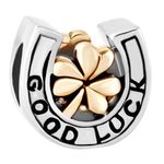 FGT Good Luck Gold Clover Horseshoe Charm Compatible with Pandora Bracelets Birthday Sister Daughter Friendship BFF Family Girl