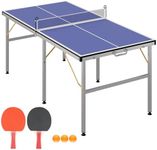 Portable Ping Pong Table,6X3 ft Professional Indoor/Outdoor Table Tennis Tables Game with Net for Adults/Teens,2 Tennis Paddles and 3 Balls- Quick Assembly
