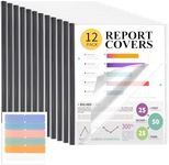 Utron 12 Pack Report Covers, 70 Sheet Capacity Presentation Folders, Clear Report Covers with Sliding Bar, Report Folder for A4 and Letter Size Paper