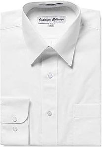 Gentlemens Collection Men's Regular Fit Long Sleeve Solid Dress Shirt,White,17.5 inches Neck 34/35 inches Sleeve