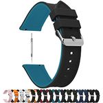 Fullmosa 8 Colors for Quick Release Silicone Rubber 22mm Watch Band, Rainbow Soft Rubber Watch Strap with Stainless Steel Buckle 22mm Black Top/ Blue Bottom