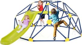 INFANS Climbing Dome with Slide, Kids Outdoor Jungle Gym Geometric Dome Climber, Steel Frame, 8FT Climb Structure Backyard Playground Center Equipment for Toddlers (Blue + Green)