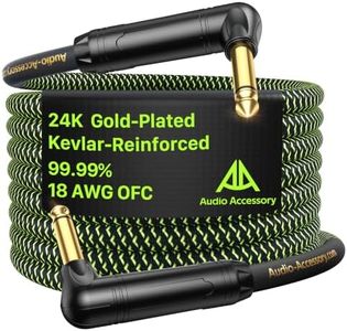 AA AUDIO ACCESSORY Pro Series Guitar Cable 15 ft, Gold-Plated Connector, 18 AWG 99.99% OFC, Low Capacitance Right Angle to Right Angle 1/4 Inch Instrument Cable for Fender Ernie Ball Mogami