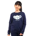 Real Basics Girls Cotton Round Neck Sweatshirt (RB-G-Sweater-P1-56-Navy_Navy Koala_5 Years-6 Years)