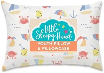 Little Sleepy Head Youth Pillow with Pillowcase 16x22, Soft Jumbo Toddler Pillow, Kids Pillow & Hypoallergenic Pillow Case - Best Kids Pillows for Sleeping, Perfect Kids Travel Pillow (Beach Days)