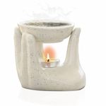 Pure Source India Oil Burner for Home, Office, with 1 Tea Light Candle, Made by Porcelain (Dotted White)