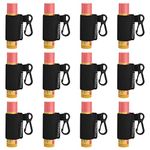 12 Pack Compact Clip-On Chapstick Holder Keychain in 12 Colors,Lip Balm Sleeves with Clip, Fits Most Standard Lip Balm,Tight-Knit Elastic Lip Balm Keychain Holder …, Black