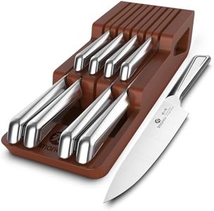 imarku Knife Set, 10 PCS Japanese Stainless Steel Knife Block Set, Kitchen Knife Set with Wooden Drawer Organizer, Drawer Knife Set,Dishwasher Safe, Ultra Sharp Chef Knife Set, Gifts for Women Men