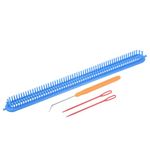 PATIKIL 126 Hooks 57cm Knitting Loom Machines Kit, Dense Teeth Darning Weave Tool with Accessories for Scarf Sweater Shawl Blankets Mending Weaving Stitching, Blue