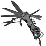 Swiss Style Multi-Tool Pocket Knife for Survival, Camping, Fishing, Hunting and Hiking, Keychain Army Knife (Black)