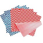 Grease Proof Paper, 200 Sheets Food Wrapping Paper, Wax Paper Greaseproof, Deli Basket Liner, for Food Basket Liners Paper BBQ Picnic Sandwich Burger Fries Cheese Bread (Red and Blue)