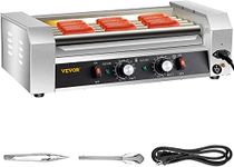 VEVOR 12 Hot Dog Roller, 750W 5 Rollers, Stainless Steel Cook Warmer Machine with Dual Temp Control, LED Light and Detachable Drip Tray, Sausage Grill Cooker for Kitchen Restaurant