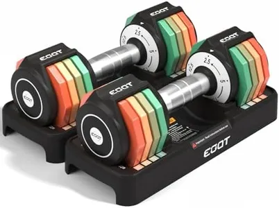 Adjustable Dumbbell Set, EOAT 2.5 to 12.5 lbs Free Weights Dumbbells Pair with Tray for New Beginner, Exercise & Fitness Dumbbells with Anti-Slip Handle & Rainbow-colored Weight Plates