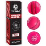 ONEGlobal Select Leather Cricket Ball | 100% Handcrafted, 156g - 5.5oz, 4-Piece Construction | Ideal for T20, Net Practice, Training etc.