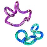 Tangle Palm Metallic 2-Pack Aqua Blue and Plum Purple - Big Tangle for Hands - Desk Toy for Adults Boys Girls