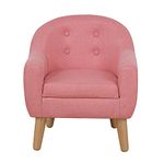 Kids Sofa Chair - Linen Fabric Upholstered Toddler Couch-Wooden Frame Kids Armchair with Wooden Legs for Children Gift (Pink)