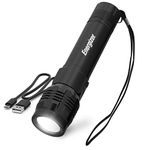 Energizer Rechargeable LED Flashlight X1000, Hybrid Power Capability, Ultra Bright 1000 Lumens, IPX4 Water Resistant, Rugged Aluminum Tactical LED Flash Light (USB Charging Cable Included)